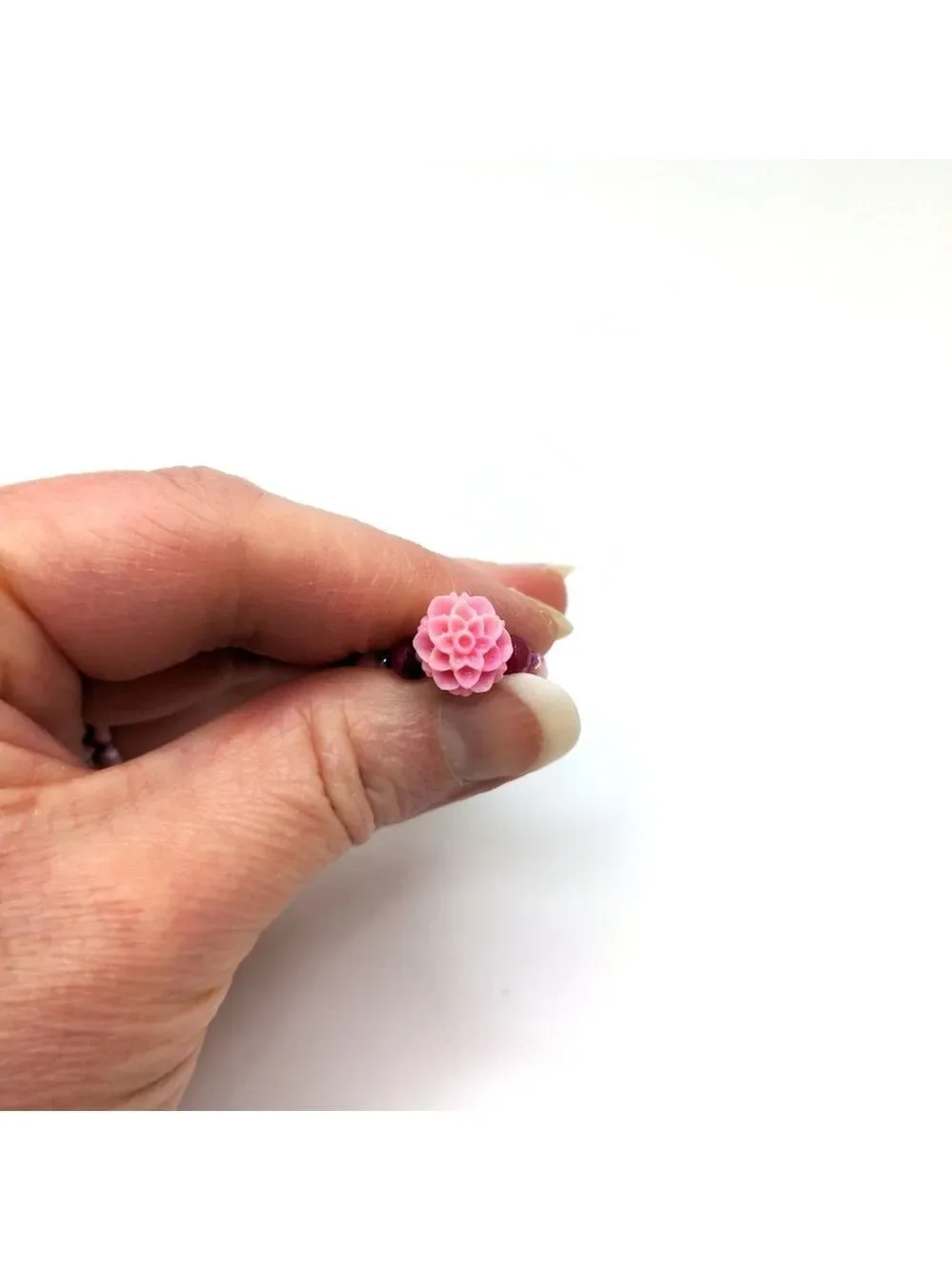 381MIDALANE Genuine Ruby & Bead Stretch Rings